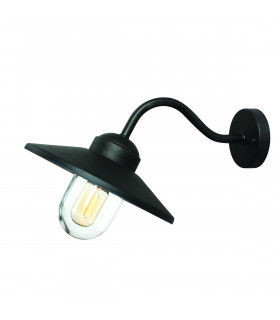 Klampenborg 1 Light Outdoor Fisherman Dome Wall Lantern Black IP44 E27-1