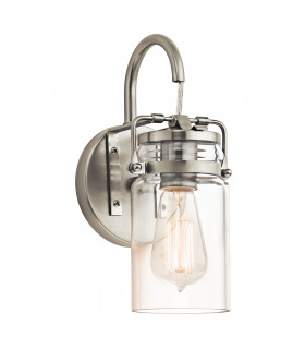 Brinley 1 Light Wall Light Brushed Nickel E27-1