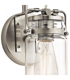 Brinley 1 Light Wall Light Brushed Nickel E27-2