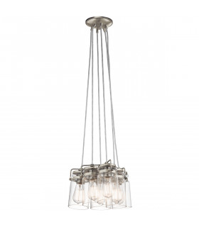 Brinley 6 Light Cluster Pendant Brushed Nickel E27-1