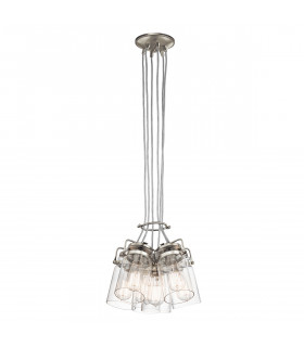 Brinley 6 Light Cluster Pendant Brushed Nickel E27-2