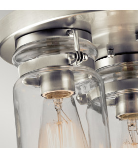 Brinley 3 Light Flush Mount Ceiling Light Brushed Nickel E27-2