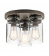 Brinley 3 Light Flush Mount Ceiling Light Brushed Nickel E27-1