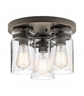 Brinley 3 Light Flush Mount Ceiling Light Brushed Nickel E27-1
