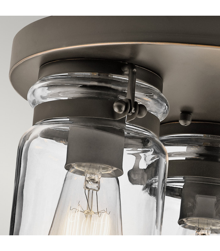 Brinley 3 Light Flush Mount Ceiling Light Brushed Nickel E27-3