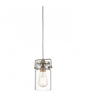 Brinley 1 Light Ceiling Mini Pendant Brushed Nickel E27-1