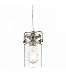 Brinley 1 Light Ceiling Mini Pendant Brushed Nickel E27-2