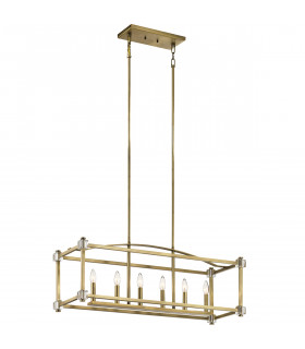 Cayden 6 Light Linear Straight Bar Pendant Natural Brass-1