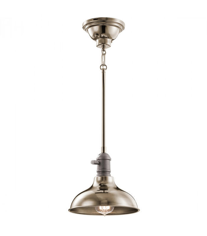 Cobson 1 Light Mini Dome Ceiling Pendant Light Polished Nickel E27-1