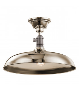 Cobson 1 Light Semi Flush Dome Ceiling Pendant Light Polished Nickel E27-2