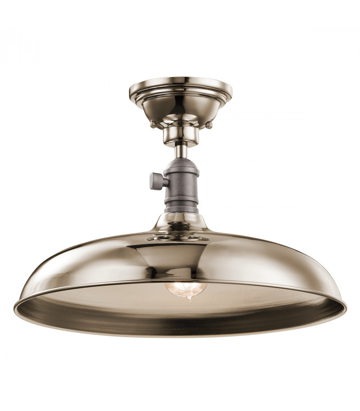 Cobson 1 Light Semi Flush Dome Ceiling Pendant Light Polished Nickel E27-2