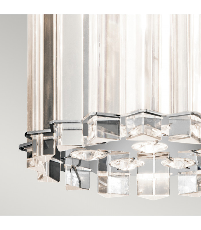 Crystal Skye 2 Light Round Mini Ceiling Pendant Light Chrome Crystal Glass G9-3