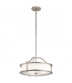 Emory 3 Light Semi Flush Round Ceiling Pendant Light Pewter E27-1