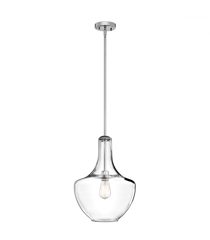 Everly 1 Light Medium Dome Ceiling Pendant Light Chrome E27-1
