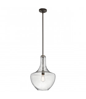 Everly 1 Light Medium Dome Ceiling Pendant Light Bronze E27-1
