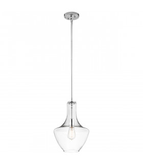 Everly 1 Light Small Dome Ceiling Pendant Light Chrome E27-1