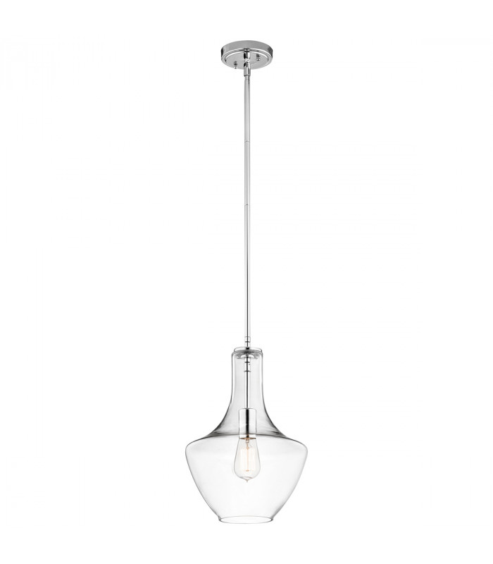 Everly 1 Light Small Dome Ceiling Pendant Light Chrome E27-1