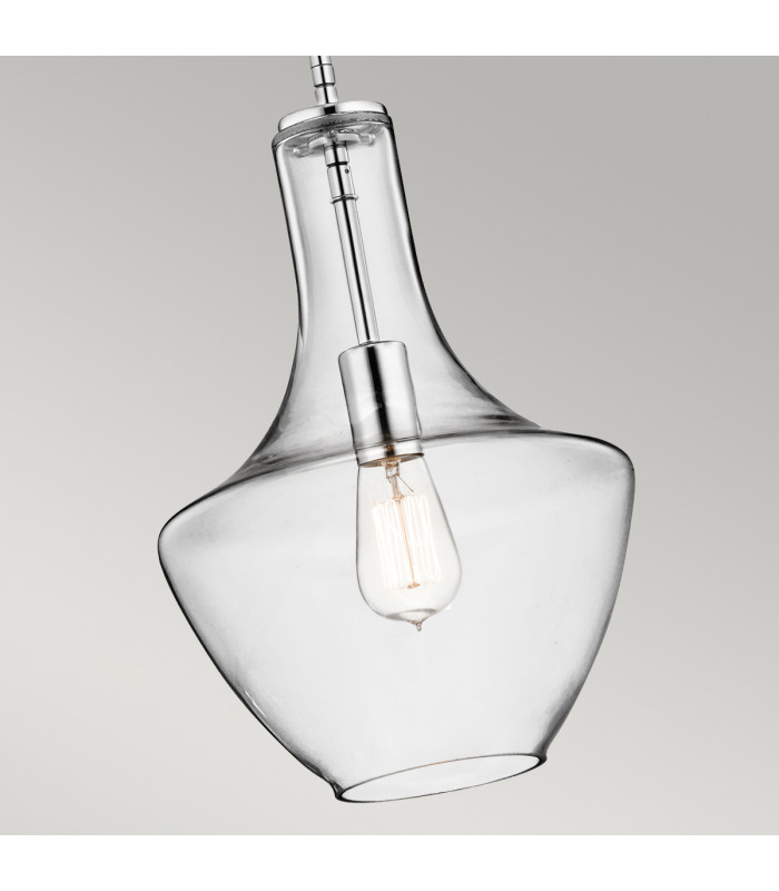 Everly 1 Light Small Dome Ceiling Pendant Light Chrome E27-3