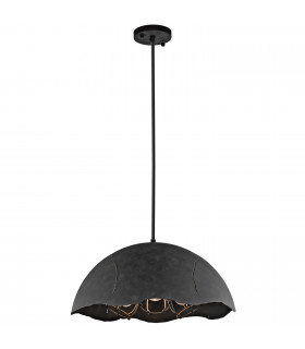 Fracture 3 Light Dome Ceiling Pendant Weathered Zinc E27-1