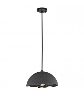 Fracture 1 Light Dome Ceiling Pendant Weathered Zinc E27-1