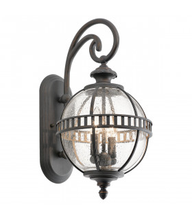 Halleron 2 Light Outdoor Globe Wall Lantern Light Grey IP44 E14-1