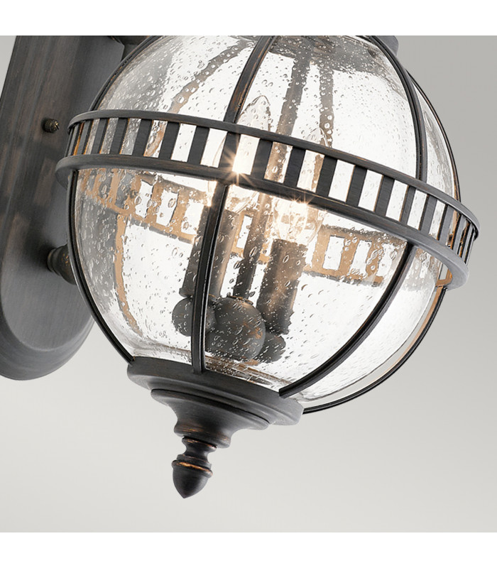 Halleron 2 Light Outdoor Globe Wall Lantern Light Grey IP44 E14-3