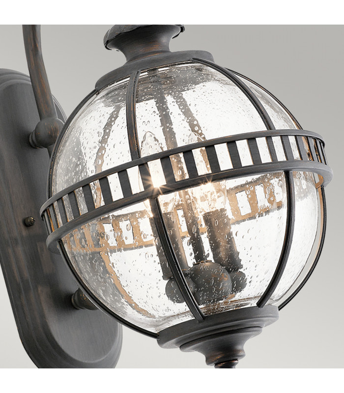 Halleron 2 Light Outdoor Globe Wall Lantern Light Grey IP44 E14-4