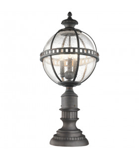 Halleron 3 Light Outdoor Pedestal Lantern Grey IP44 E14-1