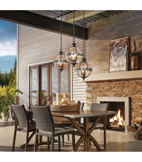 Halleron 3 Light Outdoor Pedestal Lantern Grey IP44 E14-2