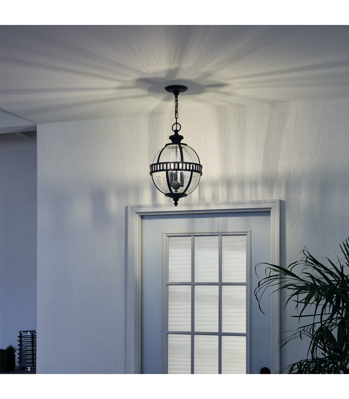 Halleron 3 Light Outdoor Globe Ceiling Pendant Light Grey IP44 E14-5