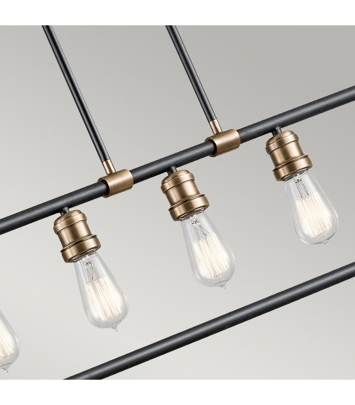 Imahn 5 Light Ceiling Chandelier Pendant Bar Light Black Natural Brass E27-3