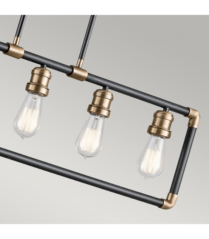 Imahn 5 Light Ceiling Chandelier Pendant Bar Light Black Natural Brass E27-4