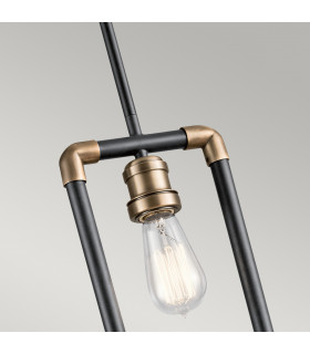 Imahn 1 Light Mini Ceiling Pendant Light Black Natural Brass E27-2