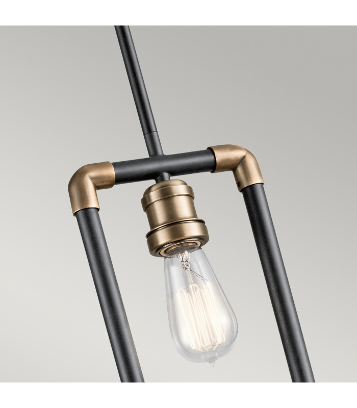 Imahn 1 Light Mini Ceiling Pendant Light Black Natural Brass E27-2