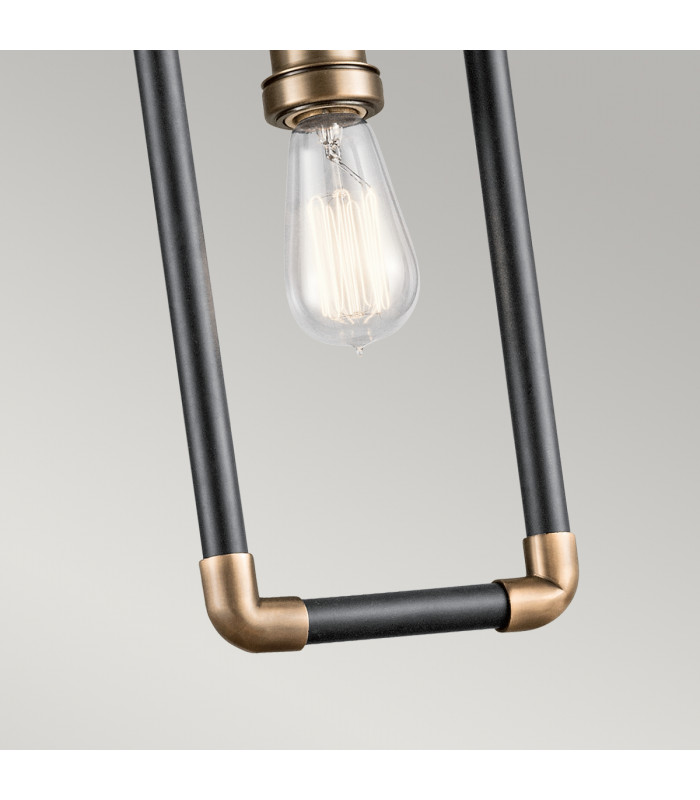 Imahn 1 Light Mini Ceiling Pendant Light Black Natural Brass E27-3