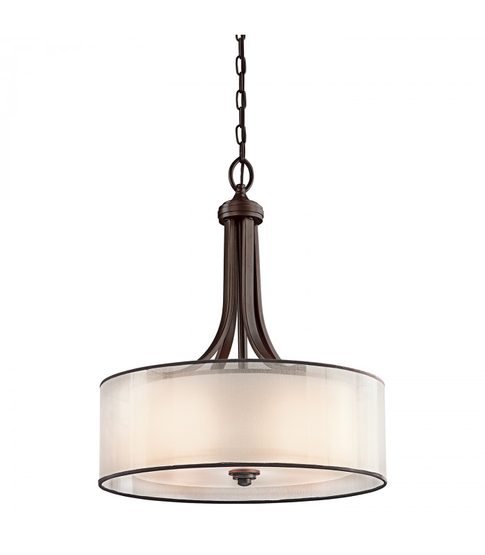 Lacey 4 Light  Large Round Ceiling Pendant Mission Bronze E27-1