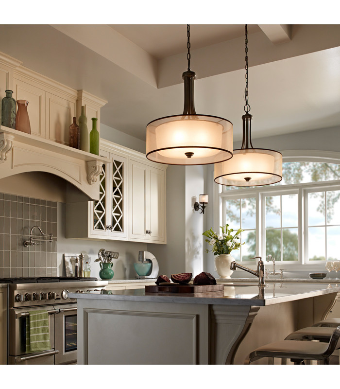 Lacey 4 Light  Large Round Ceiling Pendant Mission Bronze E27-2