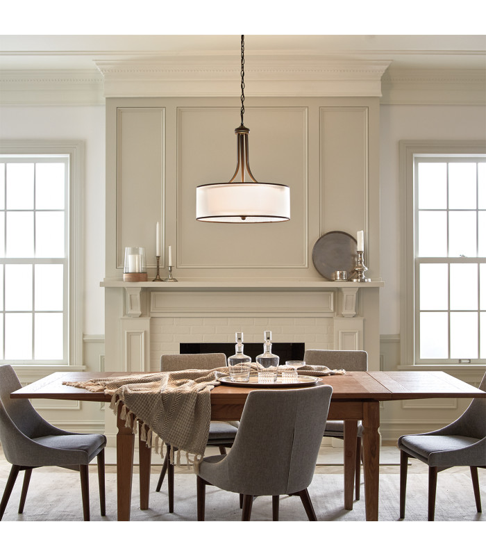 Lacey 4 Light  Large Round Ceiling Pendant Mission Bronze E27-6