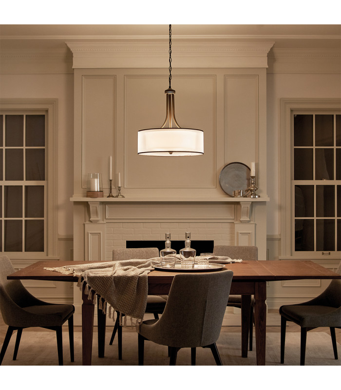 Lacey 4 Light  Large Round Ceiling Pendant Mission Bronze E27-7