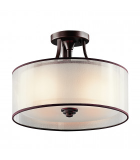 Lacey 3 Light Small Semi Flush Mount Ceiling Light Mission Bronze E27-1