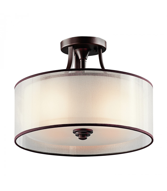 Lacey 3 Light Small Semi Flush Mount Ceiling Light Mission Bronze E27-1