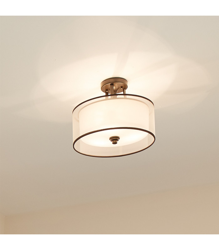 Lacey 3 Light Small Semi Flush Mount Ceiling Light Mission Bronze E27-4