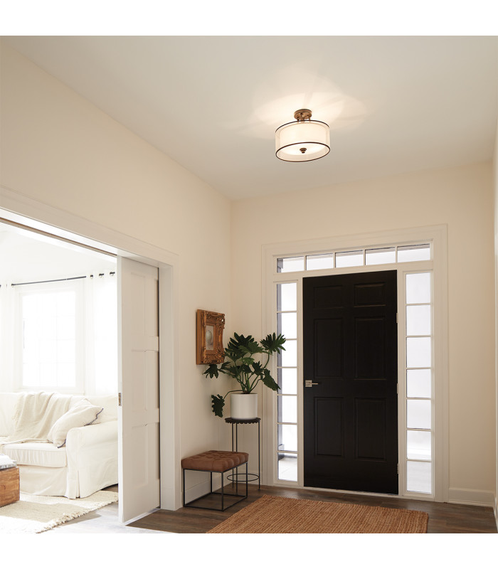 Lacey 3 Light Small Semi Flush Mount Ceiling Light Mission Bronze E27-5