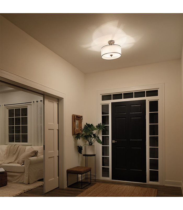 Lacey 3 Light Small Semi Flush Mount Ceiling Light Mission Bronze E27-6