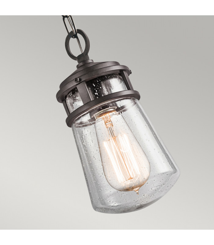 Lyndon 1 Light Small Outdoor Ceiling Chain Lantern Architectural Bronze E27-3