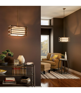 Moxie 2 Light  Small Ceiling Pendant Bar Bronze Beige E27-2