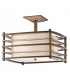 Moxie 2 Light Rectangle Semi Flush Ceiling Light Bronze Beige E27