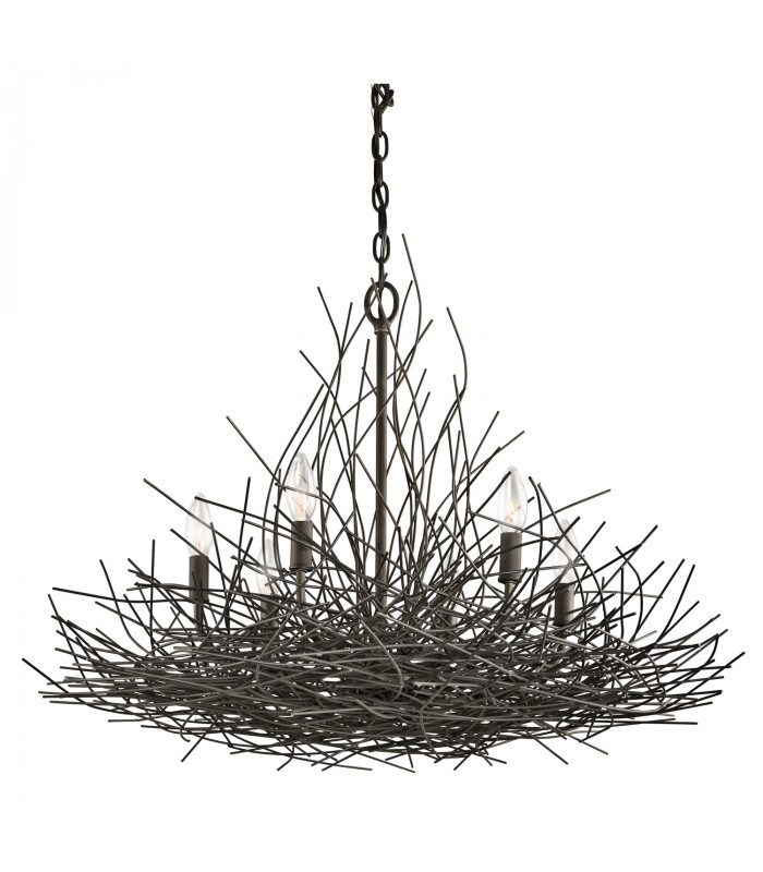 Organique 6 Light Pendant Chandelier Light Old Bronze E14