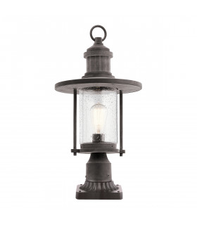 Riverwood 1 Light Outdoor Pedestal Lantern Weathered Zinc IP44