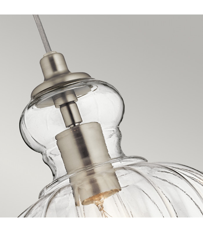 Riviera 1 Light Pendant Brushed Nickel E27-2